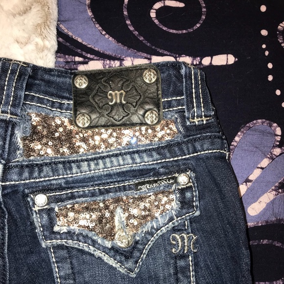 Gold Sequin Miss Me Jeans - Picture 2 of 7